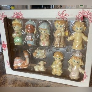 New , 10 Piece Children’s Nativity Set,Hand Painted Figurines